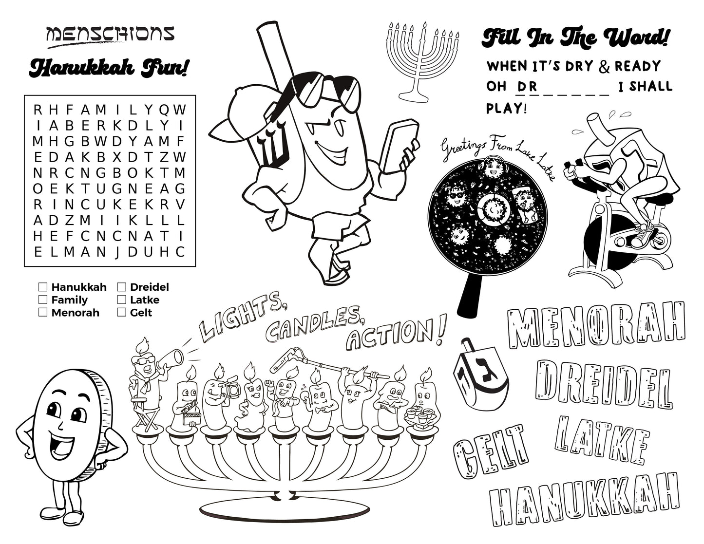 Printable Hanukkah Placemat