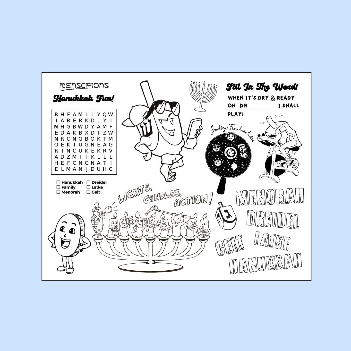Printable Hanukkah Placemat