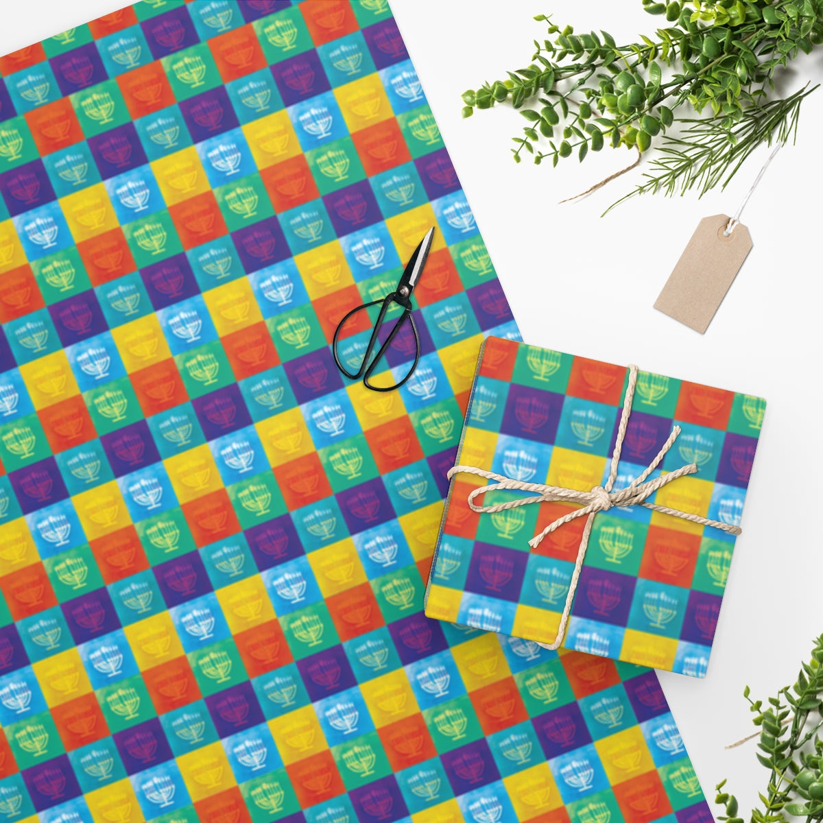 Menorah Warhol Hanukkah Wrapping Paper