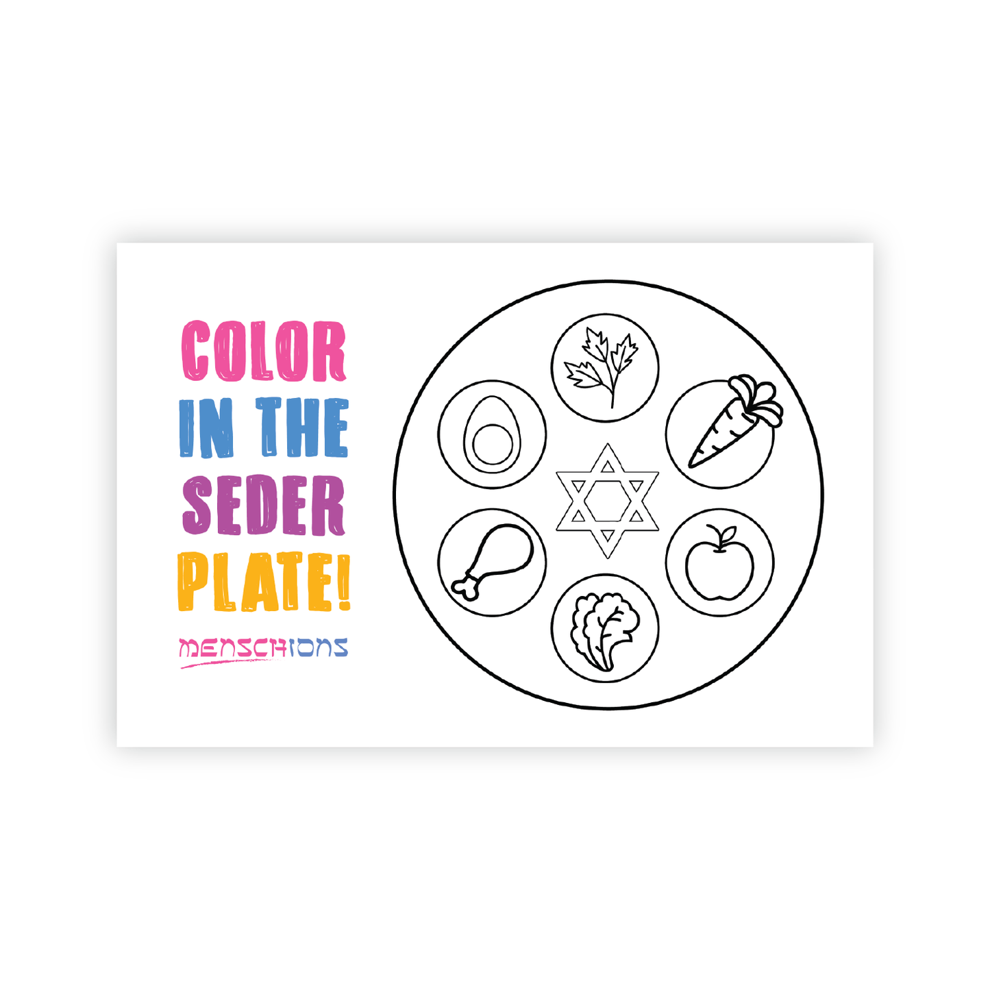 Color In The Seder Plate (Pack of 10)