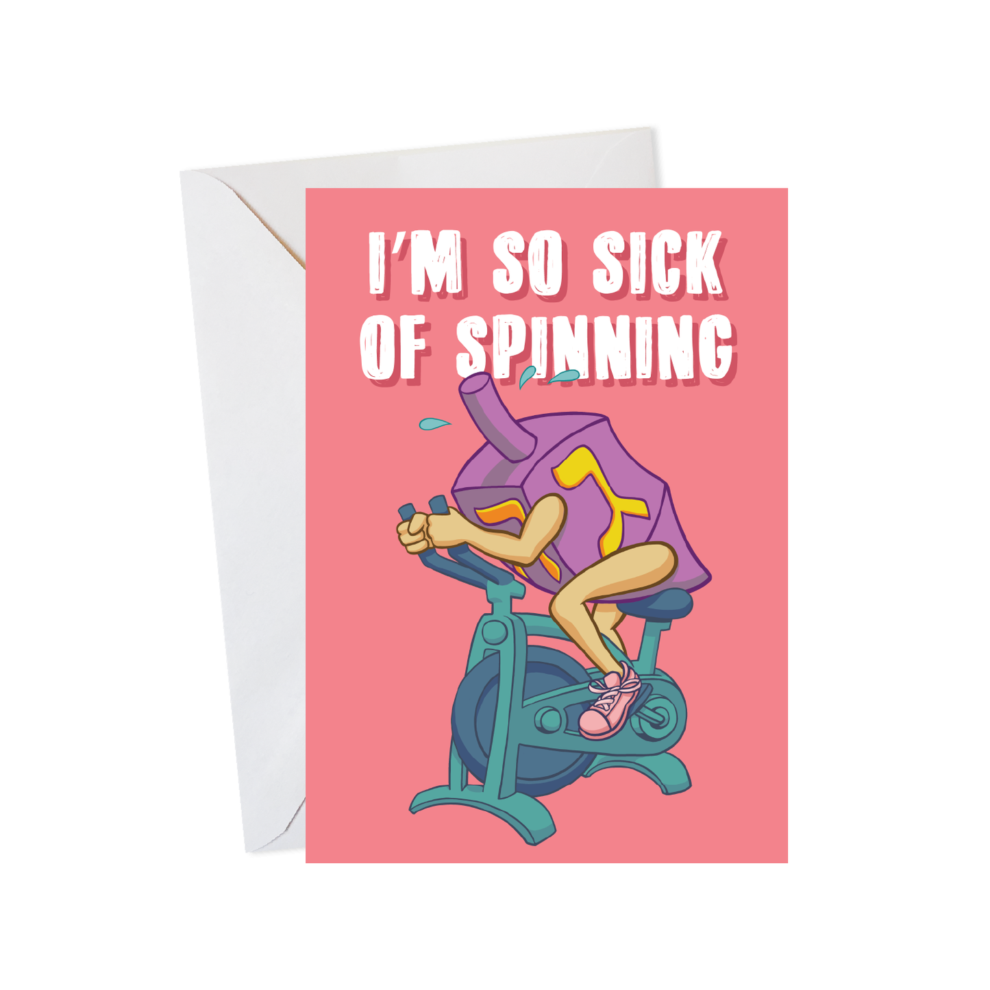 Dreidel On A Spin Bike - Menschions Funny Hanukkah Card